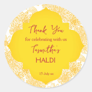 Rond Fleurs jaunes haldi merci sticker