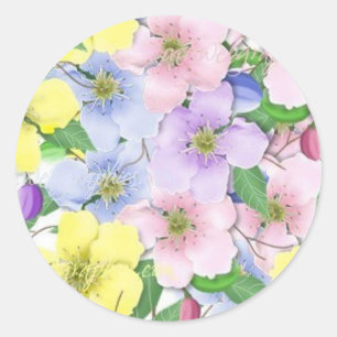 Rond Fleurs Pastel - Sticker