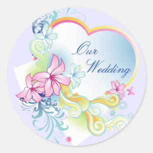 Rond Fleurs Vectorielles Et Sticker Mariage Coeur-Viole