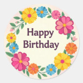 Rond Floral birthday sticker  (Devant)