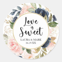 Floral Blush et Navy Love Is Sweet Sticker