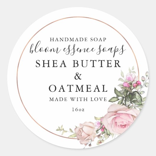 Rond Floral et huile | Sticker pour savon (Devant)