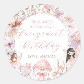 Rond Floral Fairy First Birthday Party Sticker (Devant)