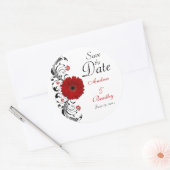 Rond Floral Gerbera rouge Enregistrer le sticker de dat (Enveloppe)