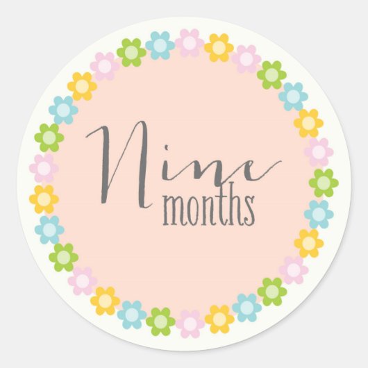 Rond Floral Neuf Mois Nouveau Bébé Sticker (Devant)