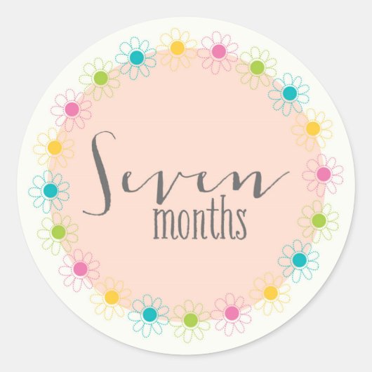 Rond Floral Sept Mois Nouveau Bébé Sticker (Devant)