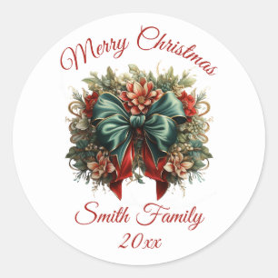 Rond Floral vintage avec Sticker de Noël de vaches
