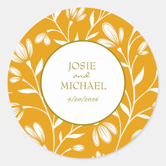 Rond Floral Wedding Sticker (Devant)