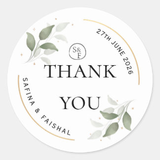 Rond Floral Wedding Thank You Gift Round Sticker