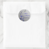 Rond Flore bleue et argentée avec Sticker à papillons (Sac)