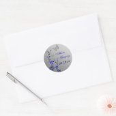 Rond Flore bleue et argentée avec Sticker à papillons (Enveloppe)