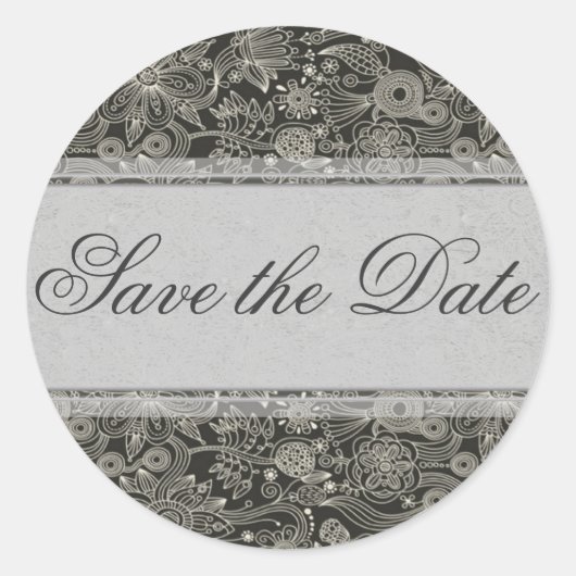 Rond Flore d'argent Enregistrer le sticker de date/scea (Devant)