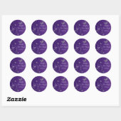 Rond Flore d'argent violet avec papillons Sticker 1,5" (Feuille)