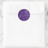 Rond Flore d'argent violet avec papillons Sticker 1,5" (Sac)