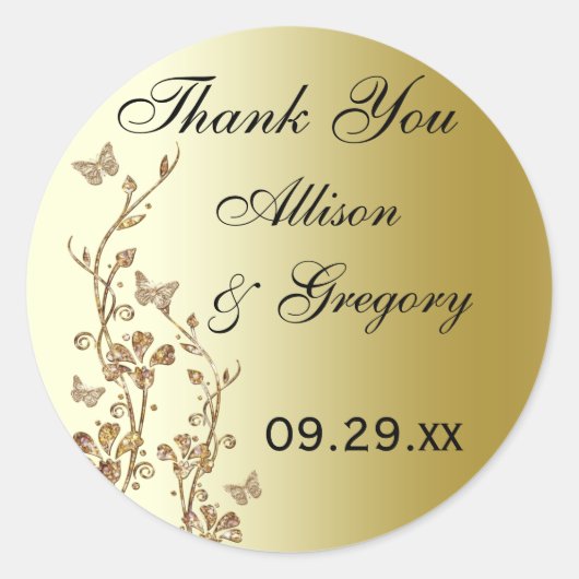 Rond Flore noire, or avec Sticker à papillons (Devant)