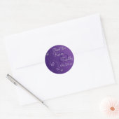 Rond Flore violette, argentée avec Sticker à papillons  (Enveloppe)