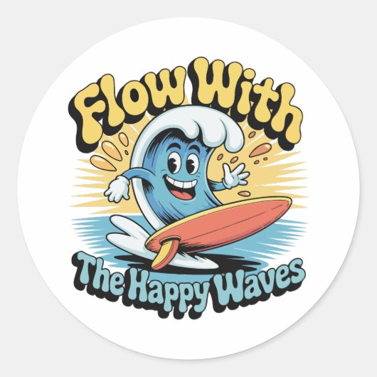 Rond Flow With The Happy Waves Waterproof Sticker (Devant)