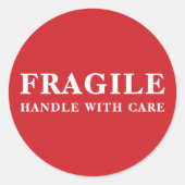 Rond Fragile Handle With Care Red Shipping Sticker (Devant)