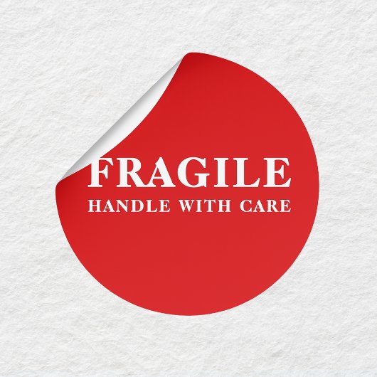Rond Fragile Handle With Care Red Shipping Sticker