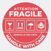 Rond Fragile Handle With Care Shipping Sticker (Devant)