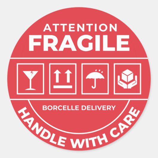 Rond Fragile Handle With Care Shipping Sticker (Devant)
