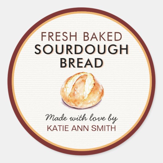 Rond Fresh Baked Sourdough Bread Label | Bakery Sticker (Devant)