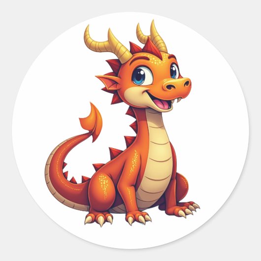Rond Friendly Dragon Character Sticker (Devant)