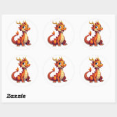 Rond Friendly Dragon Character Sticker (Feuille)