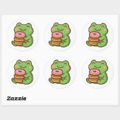 Rond Frog With Donuts – Cute Animal Sticker (Feuille)