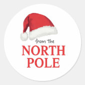 Rond From the North Pole Christmas Sticker | Santa Hat (Devant)