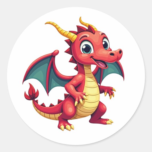Rond Fun Cartoon Dragon Sticker  (Devant)
