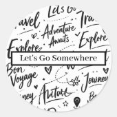 Rond Fun Travel Sticker Adventure Black & White Design (Devant)