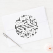 Rond Fun Travel Sticker Adventure Black & White Design (Enveloppe)