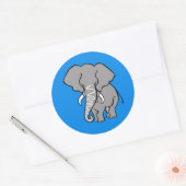 Rond Funky African ELEPHANT - Nature - Sticker bleu (Enveloppe)