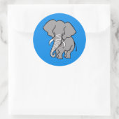 Rond Funky African ELEPHANT - Nature - Sticker bleu (Sac)
