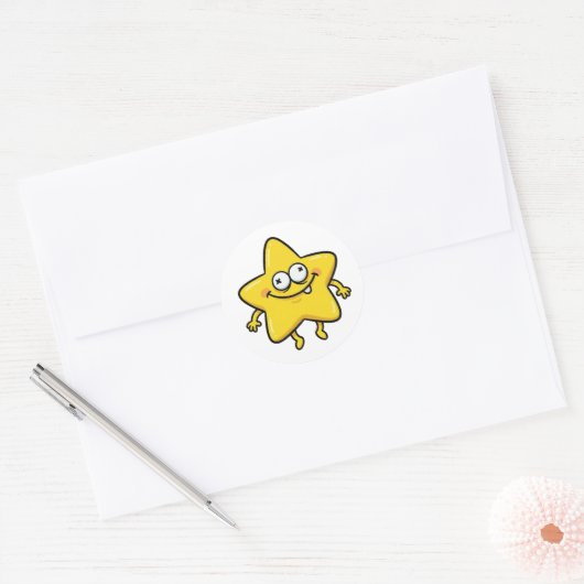 Rond Funny Cartoon Star Character Sticker (Enveloppe)