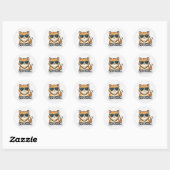Rond Funny Cat Vibe Check Sticker Cute Aesthetic (Feuille)