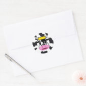 Rond Funny Crazy Vache ferme Sticker (Enveloppe)