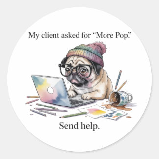Rond Funny Graphic Designer Sticker Pug More Pop Gift f