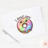 Rond Funny Rainbow Donut "I Donut Care" Sticker (Enveloppe)