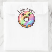 Rond Funny Rainbow Donut "I Donut Care" Sticker (Sac)