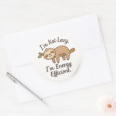 Rond Funny Sloth “I’m Energy Efficient” Sticker (Enveloppe)