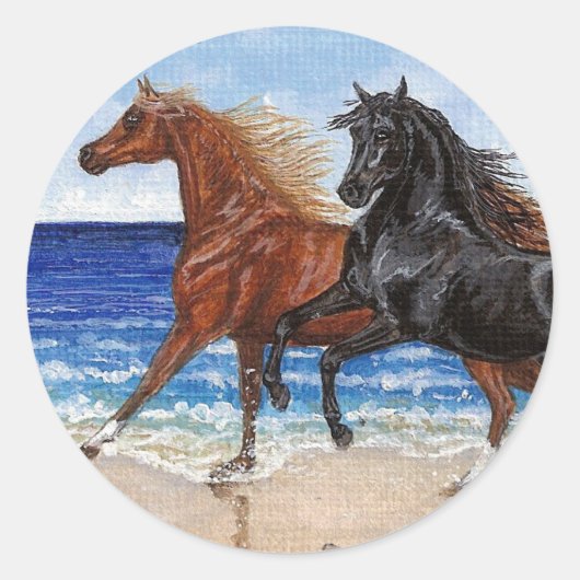 Rond Gallop beach Arabian cheval sticker (Devant)