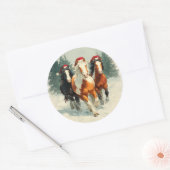 Rond Galloping Horses Christmas Sticker (Enveloppe)
