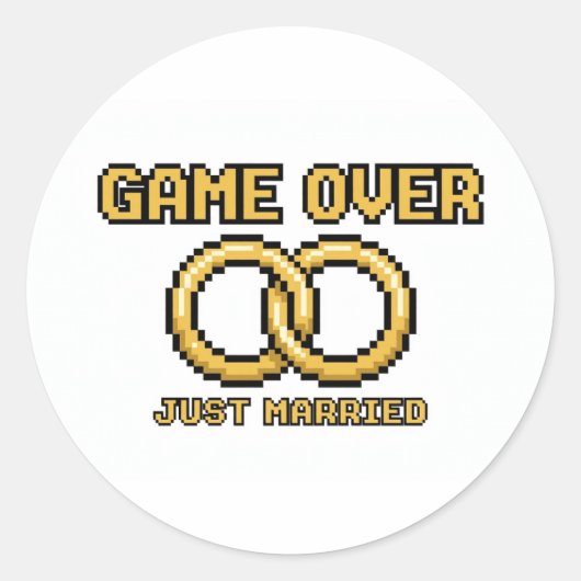 Rond Game Over Married Funny Sticker (Devant)