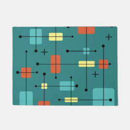 Rond gemaakte rechthoeken vierkanten Blauwgroen Deurmat