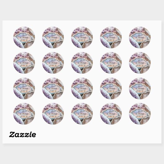 Rond Geode Crystal Wedding Personalized Sticker (Feuille)