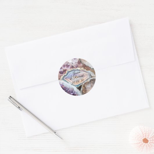 Rond Geode Crystal Wedding Personalized Sticker (Enveloppe)