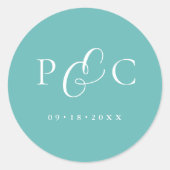 Rond Gift Box Blue Wedding Calligraphy Envelope Sticker (Devant)