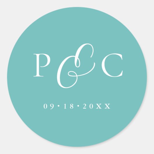 Rond Gift Box Blue Wedding Calligraphy Envelope Sticker (Devant)